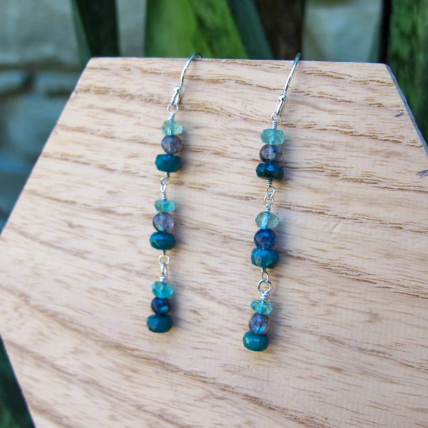Emerald & Labradorite Dangle Earrings - Image 3