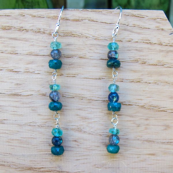 Emerald & Labradorite Dangle Earrings - Image 4