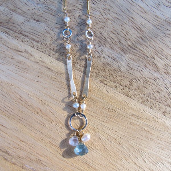 Sticks & Stones Blue Sapphire, Moonstone & Pearl Artisan Necklace - Image 5