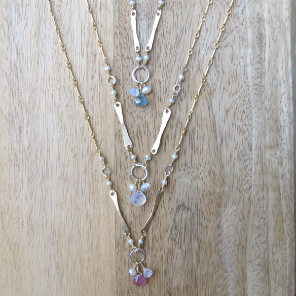 Sticks & Stones Blue Sapphire, Moonstone & Pearl Artisan Necklace - Image 8