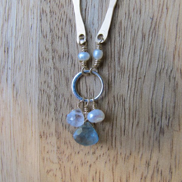 Sticks & Stones Blue Sapphire, Moonstone & Pearl Artisan Necklace - Image 6