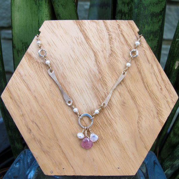 Sticks & Stones Pink Sapphire, Pearl & Moonstone Artisan Necklace