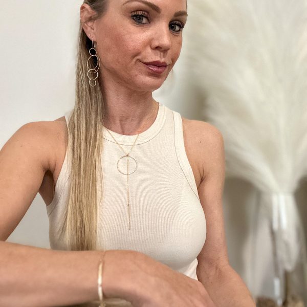 14k Gold Filled Circle Bar Drop Necklace - Image 2