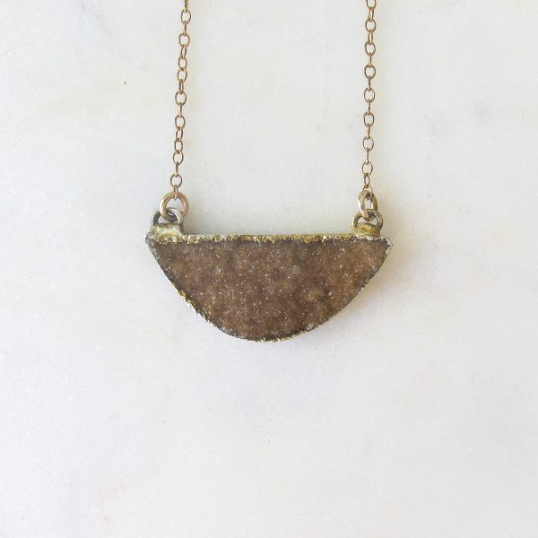 Sandy Brown Druzy Smile Necklace
