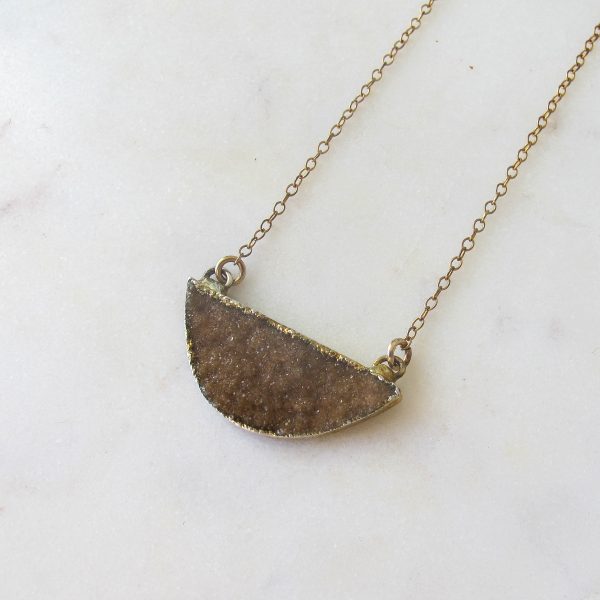 Sandy Brown Druzy Smile Necklace - Image 2
