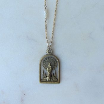 Virgin Del Pilar Antique Medal Necklace from Italy