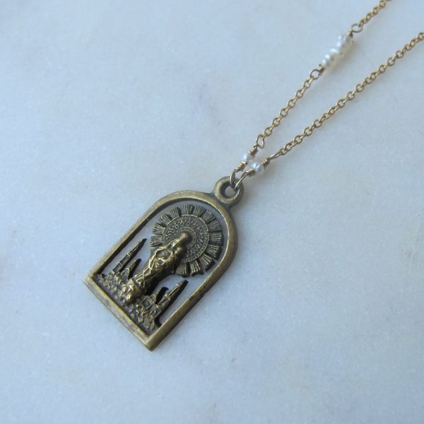 Virgin Del Pilar Antique Medal Necklace from Italy - Image 3