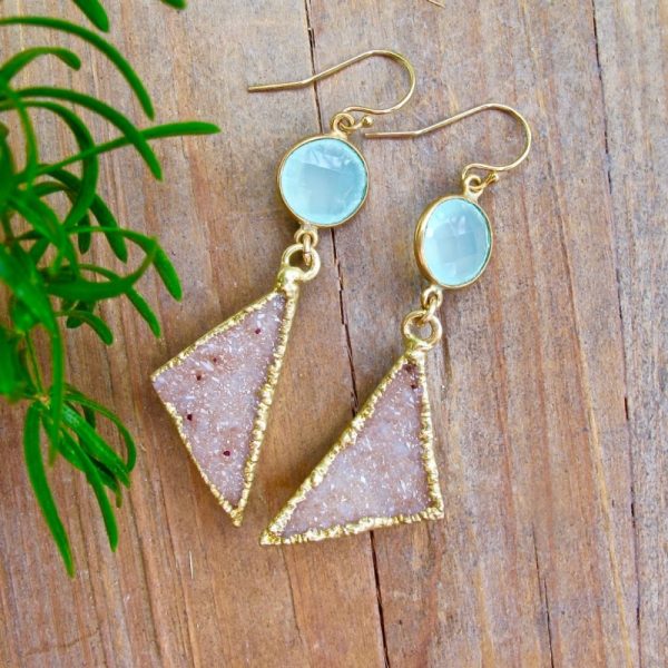 Cali Chalcedony and Druzy Earrings