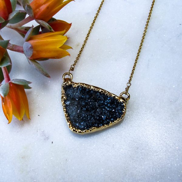 Black Druzy "Smile" Necklace - Image 2