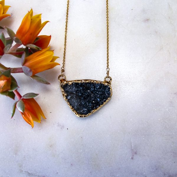 Black Druzy "Smile" Necklace - Image 3