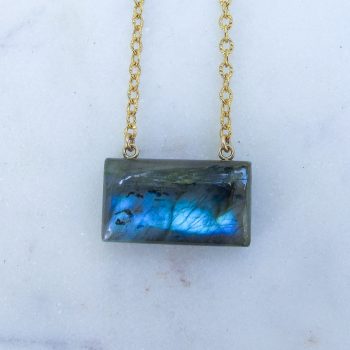 Marin Labradorite Bar Necklace on Gold Filled Chain