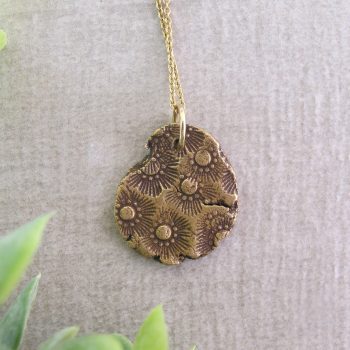 Hand Textured Organic Bronze Medal Necklace