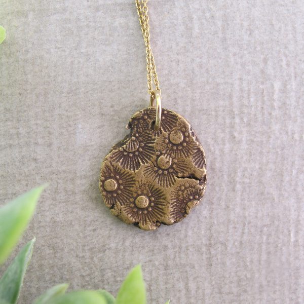 Hand Textured Organic Bronze Medal Necklace