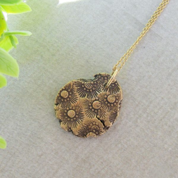 Hand Textured Organic Bronze Medal Necklace - Image 3