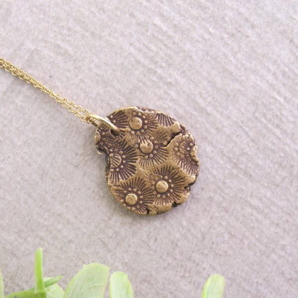 Hand Textured Organic Bronze Medal Necklace - Image 2