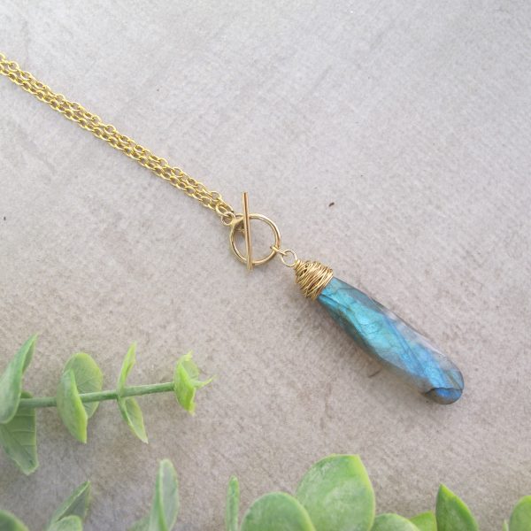 Layla Labradorite Teardrop on Gold Filled Chain - Image 3