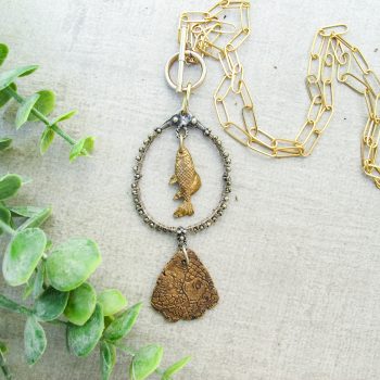 Rustic Elegance Two-Tone Fish Pendant Necklace