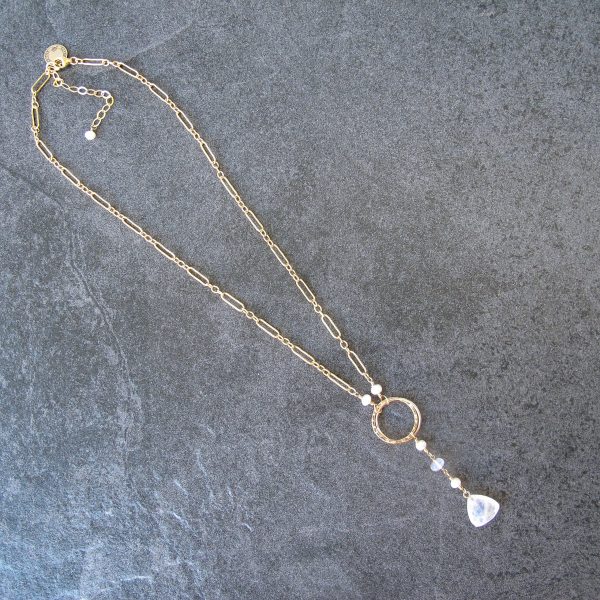 Moonlit Nights Y Necklace on 14K Gold Filled Fancy Chain - Image 3