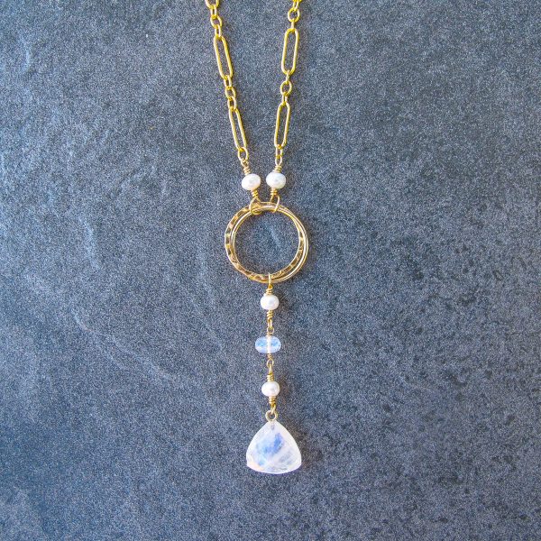 Moonlit Nights Y Necklace on 14K Gold Filled Fancy Chain - Image 4