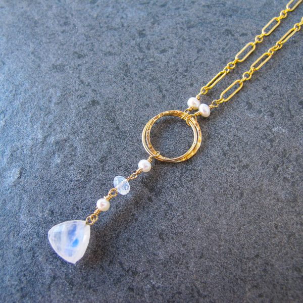 Moonlit Nights Y Necklace on 14K Gold Filled Fancy Chain - Image 2