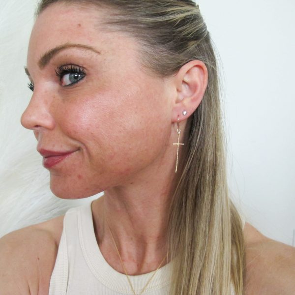 Hammered Gold Filled Cross Earrings - Image 3