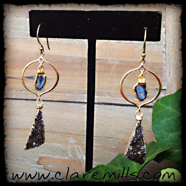 Baby Geode and Brown Druzy Earrings - Image 2