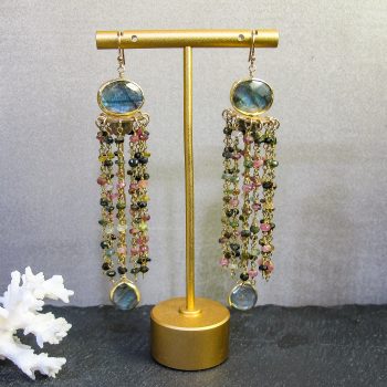 Labradorite & Tourmaline Chandelier Earrings