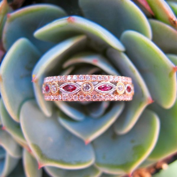 Ruby & Diamond Tri-tone Ring
