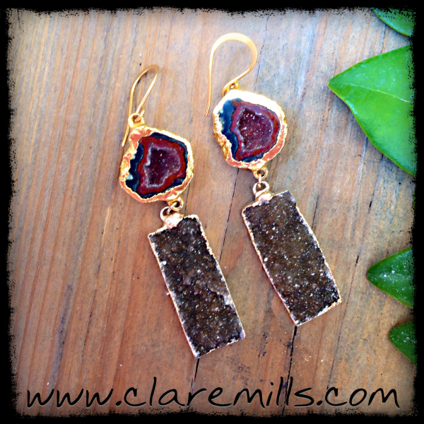 Geode and Druzy Dangle Earrings