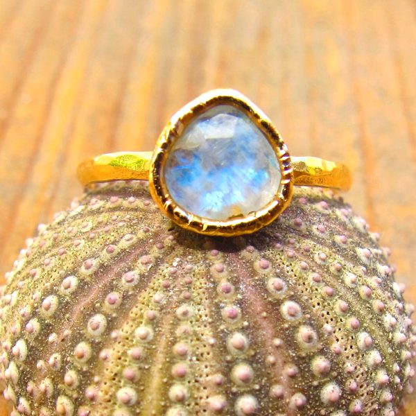 Faceted Bezel Moonstone Ring