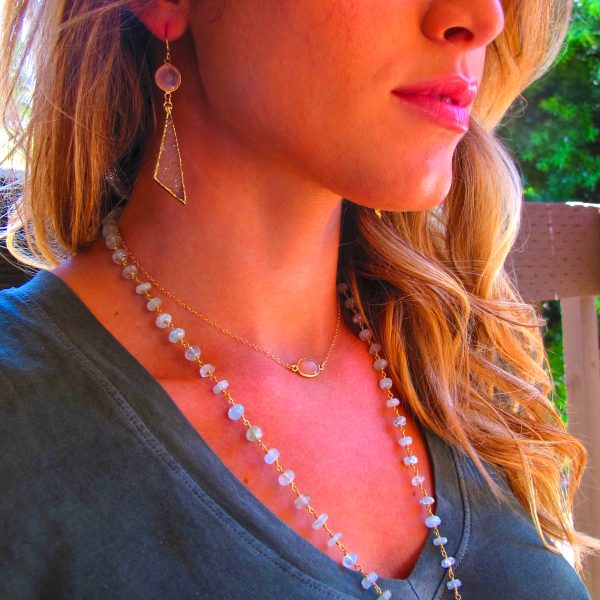 Rose Quartz & Druzy Earrings - Image 2