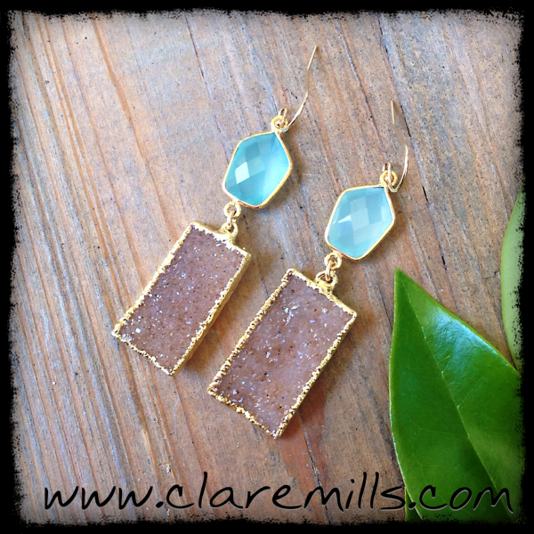 Chalcedony & Druzy Earrings