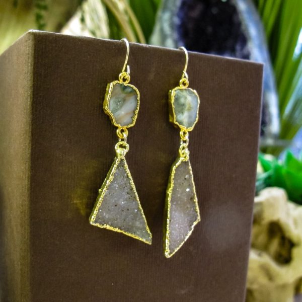 Agate Slice & Druzy Earrings