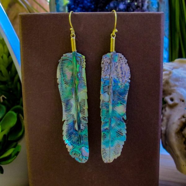 Abalone Feather Earrings - Image 2