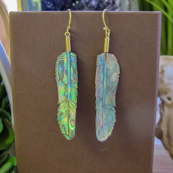 Abalone Feather Earrings - Image 3