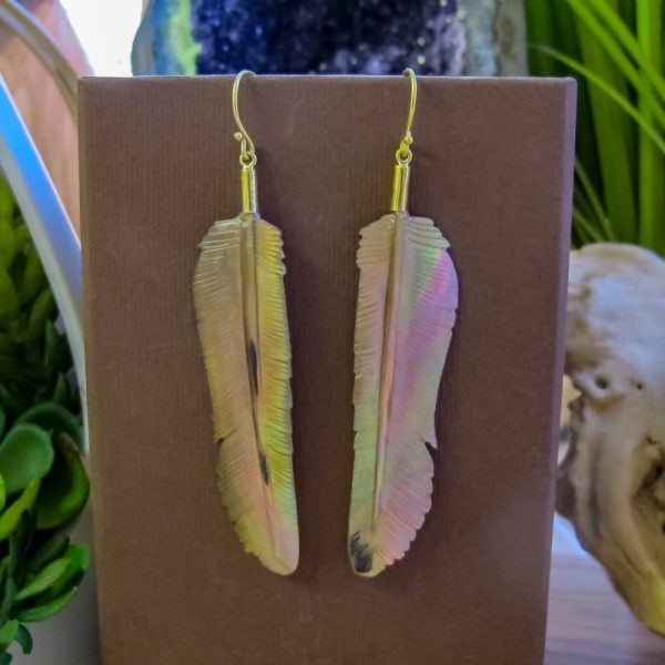 Mother of Pearl Feather Earrings
