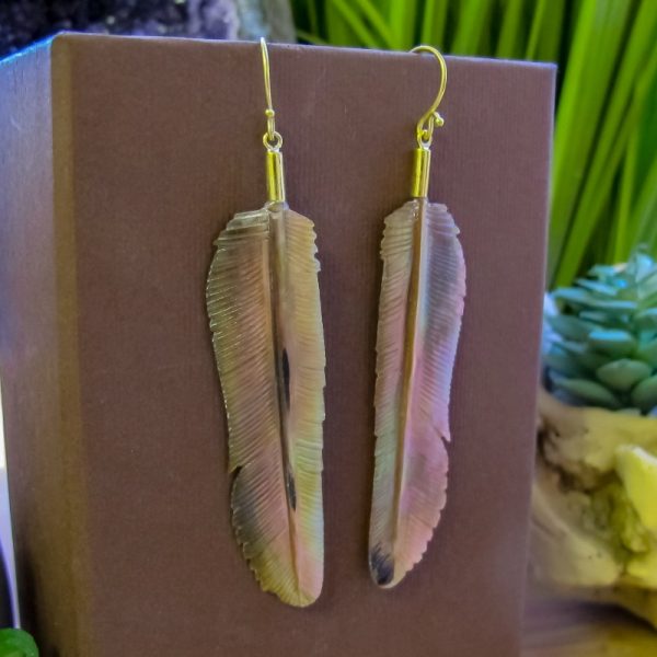 Mother of Pearl Feather Earrings - Image 2
