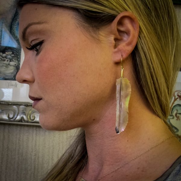 Mother of Pearl Feather Earrings - Image 3