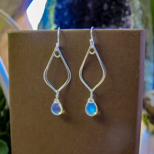 Small Teardrop Moonstone Earrings