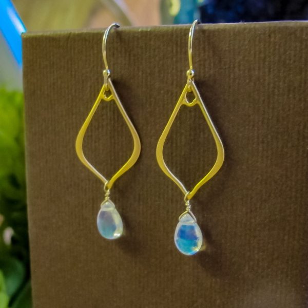 Small Teardrop Moonstone Earrings - Image 5