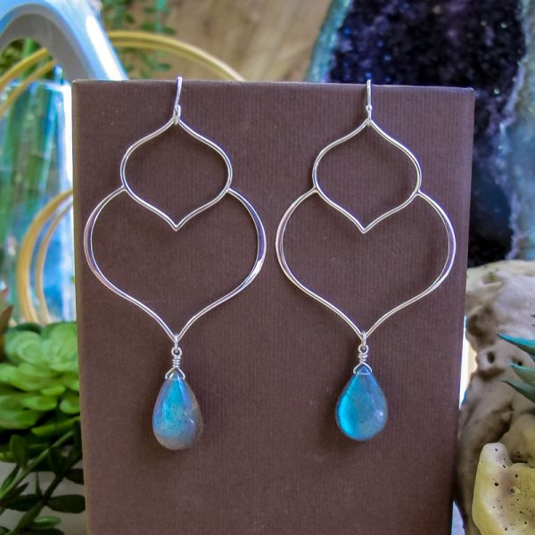 Labradorite Lotus Earrings - Image 4