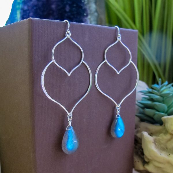 Labradorite Lotus Earrings - Image 3