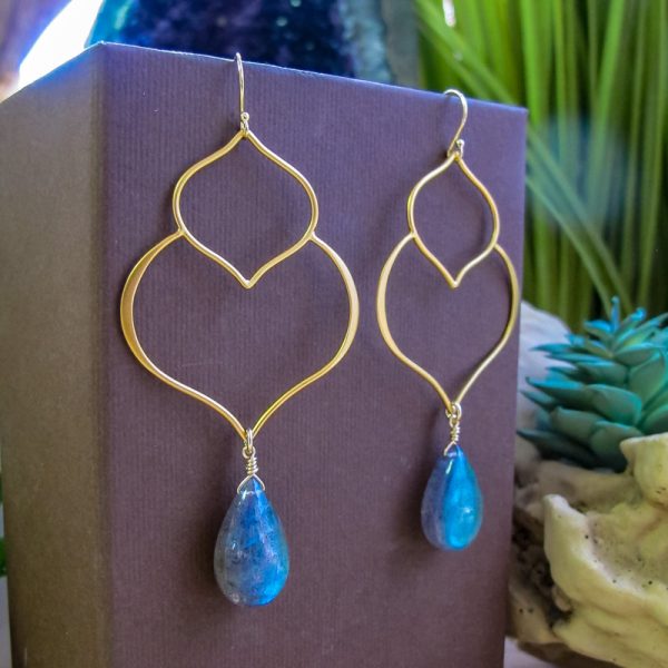 Labradorite Lotus Earrings - Image 2