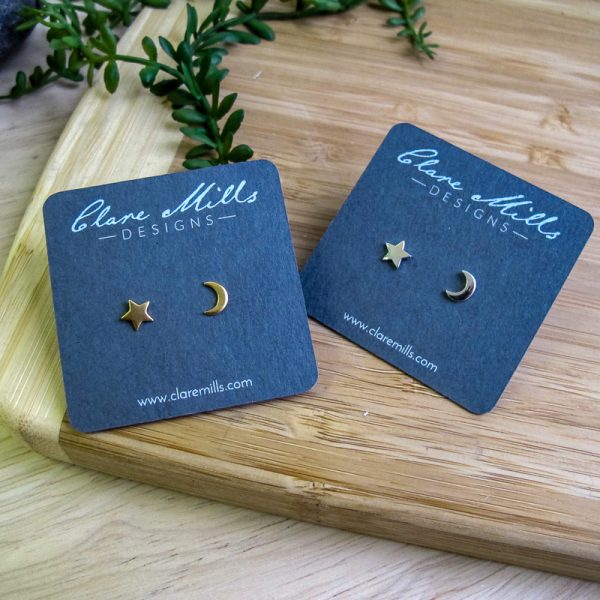 Moon & Star Stud Earrings