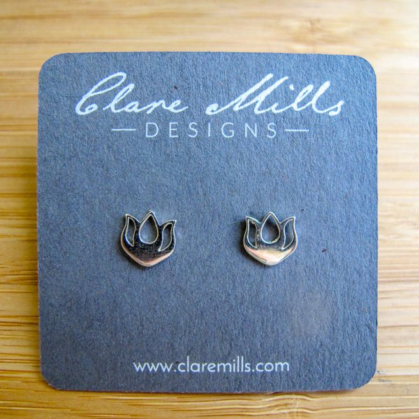 Lotus Flower Stud Earrings - Image 2
