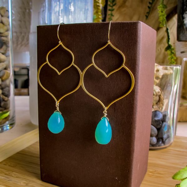 Double Lotus Gemstone Earrings - Image 2
