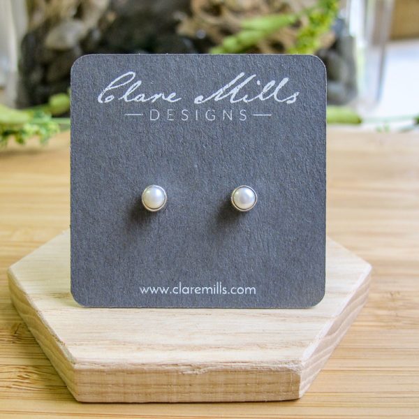 Pearl Stud Earrings - Image 2