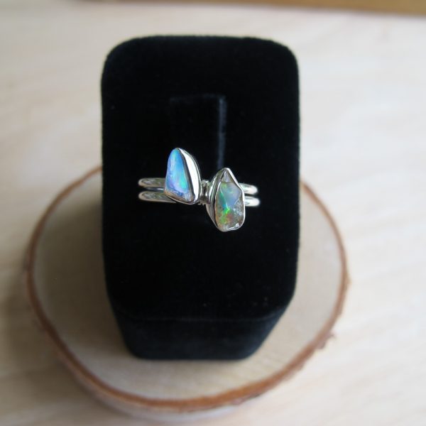 Raw Ethiopian Opal Gemstone Ring Set