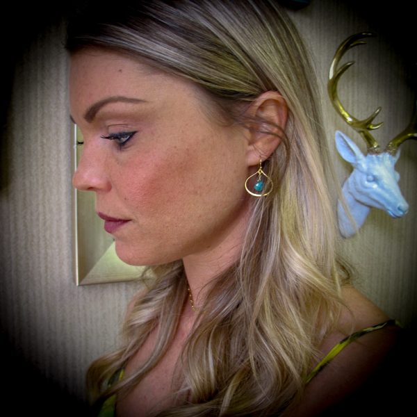Small Teardrop Gemstone Earrings - Image 2