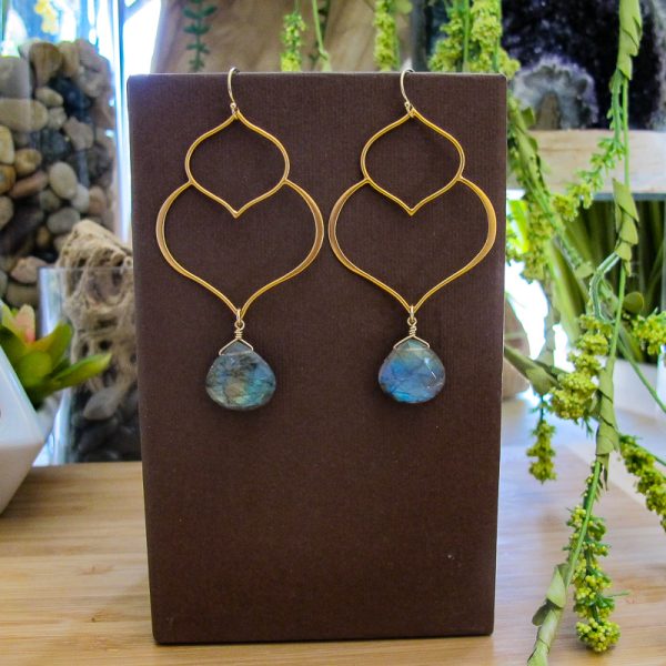Labradorite Double Lotus Earrings